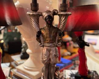 Hollywood Regency Style Hand-Painted Plaster Figural Male & Female Candelabras. Photo 3 of 4. 