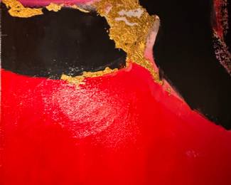 Mixed Media on Canvas Signed by Artist Sonia Risolia (1926 - 2002).  Measures 60" H x 40" W. Photo 2 of 4. 