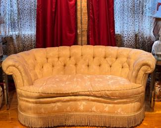 Kidney Shape Tufted Back Sofa - Needs Reupholstering. Measures 70" W x 34" D. Photo 1 of 2. 
