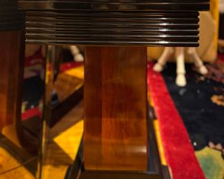 Art Deco Console with Ebony Lacquered Top and Walnut Veneer Base. Measures 54" W x 20" D x 30" H. Photo 3 of 8. 