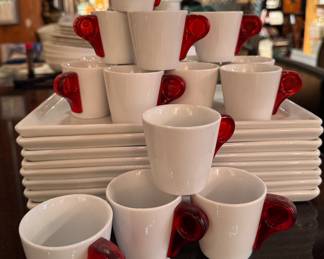 Set of 16 CB2 Espresso Cups & Set of 14 CB2 Luncheon Plates. Photo 1 of 3. 