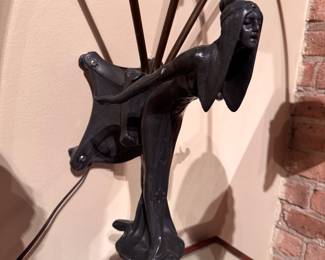 Pair of Art Nouveau Lily Wall Mount Sconces with Female Form Base. Photo 4 of 6. 