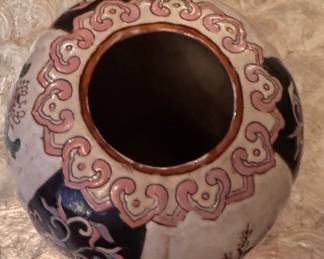 Chinese Porcelain Vase with White & Black Stripes.  Measures 16" H x 7" D. Photo 4 of 5. 