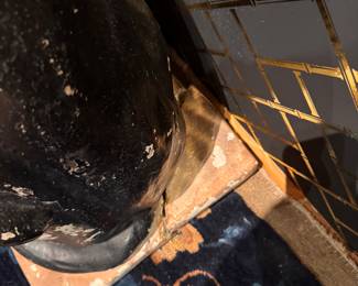 PANTHER #1 (CRACKED BASE): Cast Concrete Black Panther Statue with Rhinestone Collar - 2 Available. Each Measures 33" H with 14" x 20" Base. Photo 5 of 8. 