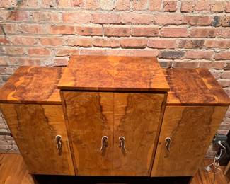 Art Deco Burl Walnut Cocktail Cabinet, Harry & Lou Epstine Furniture Company, England. Measures 62" W x 21" D x 44" H. Photo 3 of 8. 