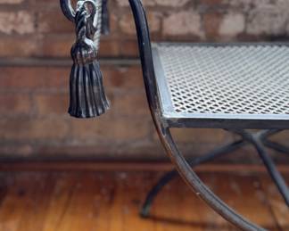 1960s Hollywood Regency Vanity Bench with Mesh Metal Seat - 2 Available. Each Measures 29" W x 16" D x 16" Seat Height. Photo 3 of 4. 