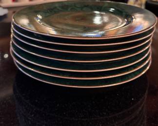Neiman Marcus Malachite Green Porcelain China with 24 K Gold Trim. Made In Japan: Set of 7 Salad Plates, Set of 8 Bread & Butter Plates & Set of 3 Demitasse & Saucers. Photo 4 of 7. 