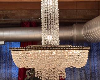 Hollywood Regency Waterfall Glass Bead Chandelier. Measures 48" D x 58" H with An Additional 2" To Ceiling. Photo 1 of 2. 