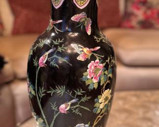 Chinese Famille Noire Vase. Measures Approximately 14" H. Photo 1 of 4. 