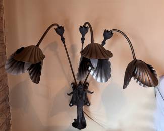 Pair of Art Nouveau Lily Wall Mount Sconces with Female Form Base. Photo 1 of 6. 