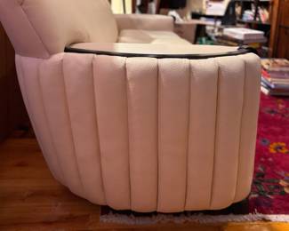 Art Deco Sofa with Channel Sides. Some Wear & Tear on Right Facing Cushion and Side of Sofa. Measurements to Come. Photo 4 of 7.