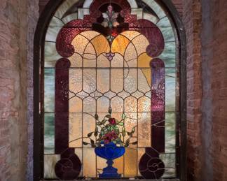 Stained Glass Panel. Measures 76" H x 54" W x 2" D. 