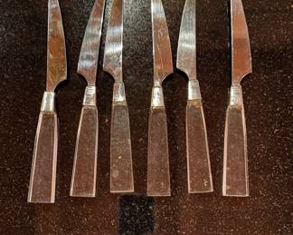 Set of 6 Steak Knives with Lucite Handles - Japan. 
