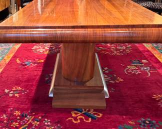 Walnut Art Deco Dining Table. Measures 74" L x 37" D x 30" H with 25.5" Clearance. Photo 7 of 10. 