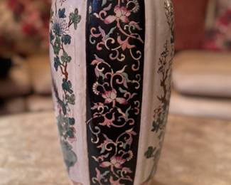 19th Century Qing Tongzhi Chinese Porcelain Vase with White & Black Stripes.  Measures 16" H x 7" D. Photo 1 of 5. 