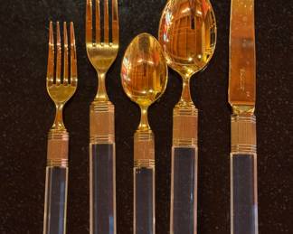 Mikasa Prisma Crystal Gold 5-Piece Flatware Set by Larry Laslo.  14 Placesettings of Each. Photo 1 of 2. 