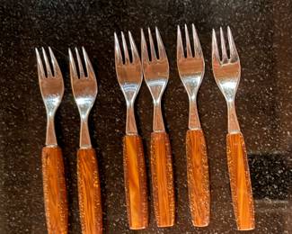 Set of 6 Stainless Steel Canape Forks. Photo 1 of 2. 