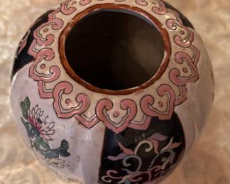 Chinese Porcelain Vase with White & Black Stripes.  Measures 16" H x 7" D. Photo 3 of 5. 