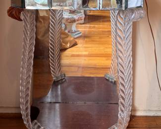 Lorin Jackson Designed "Glassic" Bedside Table - 2 Available. Mirrored Glass and Stained Wood. Each Measures 20" W x 14" D x 26.75" H. Photo 1 of 3. 