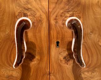 Art Deco Burl Walnut Cocktail Cabinet, Harry & Lou Epstine Furniture Company, England. Measures 62" W x 21" D x 44" H. Photo 7 of 8. 