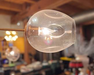 Lindsey Adelman 5-Globe Branching Bubble Chandelier With Clear Glass & Brass Frame. Fixture Measures: 64" W x 21" D x 21" H. Overall Height: Min: 24" - Max: 93.25". Photo 3 of 3. 