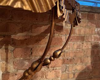 Pair of Louis XVI Style Gilt Metal Demi-Lunes with Granite Tops. Each Measures 33" W x 26" D x 58" H. Photo 6 of 6. 