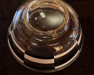 Georges Briard Checkerboard Salad Bowl Pictured with Georges Briard Checkerboard Candy Bowl - 2 Available. One is Chipped. Bowl Measures 8.5" D. Candy Bowls Measures 5" D. Photo 2 of 2. 