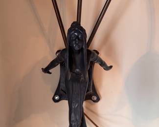 Pair of Art Nouveau Lily Wall Mount Sconces with Female Form Base. Photo 3 of 6. 