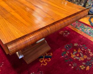 Walnut Art Deco Dining Table. Measures 74" L x 37" D x 30" H with 25.5" Clearance. Photo 5 of 10. 