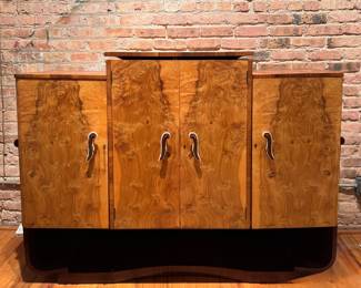 Art Deco Burl Walnut Cocktail Cabinet, Harry & Lou Epstine Furniture Company, England. Measures 62" W x 21" D x 44" H. Photo 1 of 8. 