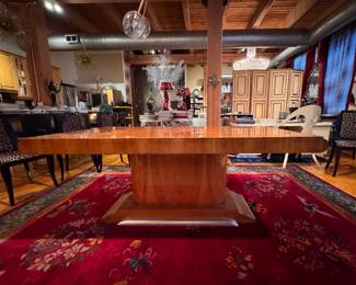 Walnut Art Deco Dining Table. Measures 74" L x 37" D x 30" H with 25.5" Clearance. Photo 1 of 10. 