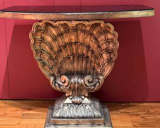 Hollywood Regency Shell Grosfeld House Gilded Clamshell Console. Photo 1 of 3. 