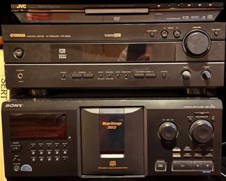 Yamaha HTR-5550 A/V receiver with Dolby Digital, DTS, and Dolby Pro Logic II & Sony CDP-CX355 Mega Storage Compact Disc 300 CD Changer Player. 