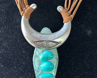 Turquoise and silver native Indian necklace