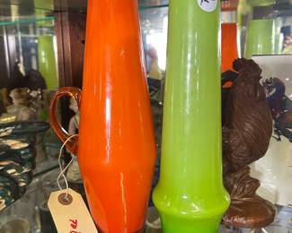 Vintage orange and green vase