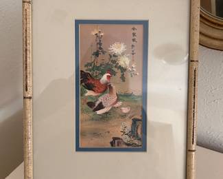 hand painted on silk framed art