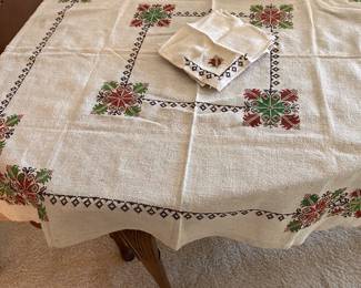 small table cloth and napkins, hand stitched