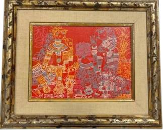 Red Framed Indian Inspired Painting