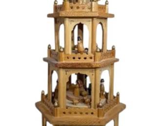 4Tier Wooden Nativity Pyramid Christmas Carousel