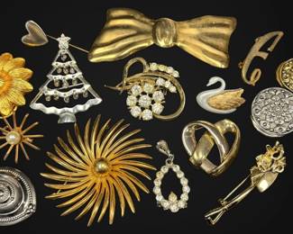 Vintage Gold SilverToned Brooches