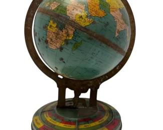 Vintage Ohio Art Tin Litho Metal World Globe Atlas Zodiac