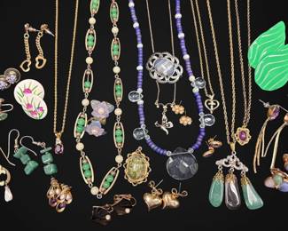 Floral Green Purple Costume Jewelry