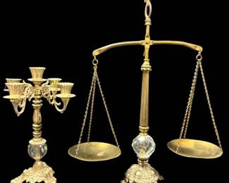 Brass Balance Scale Candelabra