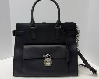 Michael Kors Black Saffiano Leather Emma Large Handbag with COA