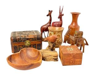 Carved Wooden Animals, Trinket Boxes, More