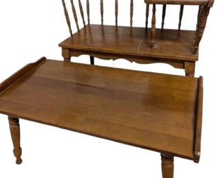 Traditional Style Wood Gossip Bench Side Table