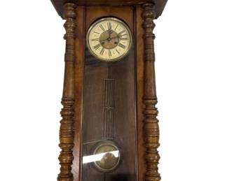 Gothic Carved Wooden Regulator Wall Clock (47" x 21")