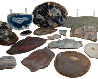 Natural Agate Slice Clock, Mixed Media Geode Art More Sliced Stones