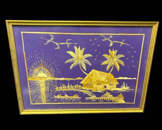 14 x19.5 Framed Seaside Straw Art