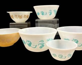 Pyrex Sandalwood Cinderella Mixing Bowls Federal Milk Glass Bowls